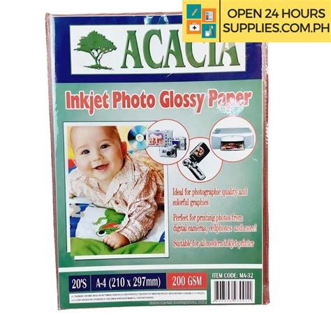 Photo Paper Acacia Inkjet Photo Glossy Paper A Gsm Sheets