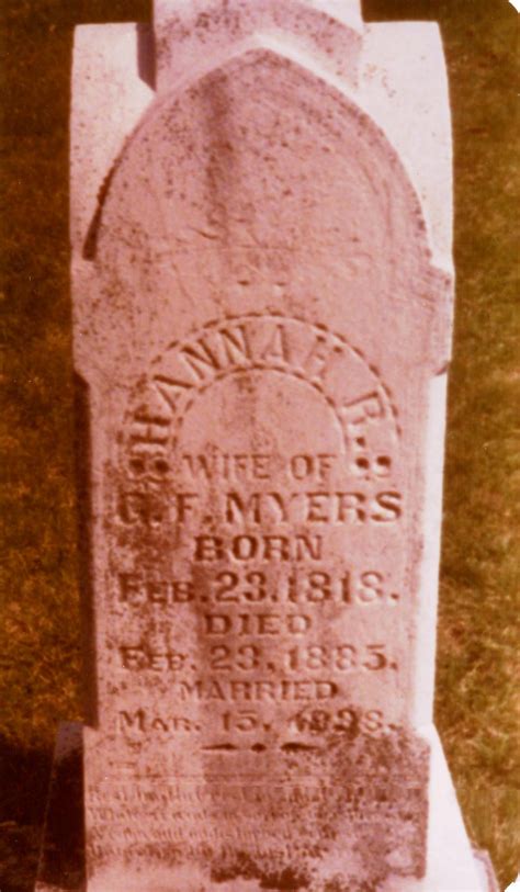 Hannah Rebecca Butin Myers 1818 1885 Find a Grave äreminne