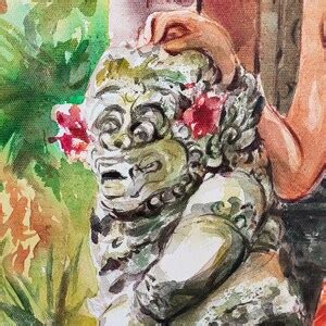 Balinese Nude Woman Portrait Original Hand Painted Acrylic On Canvas Mini Bali Painting Wall