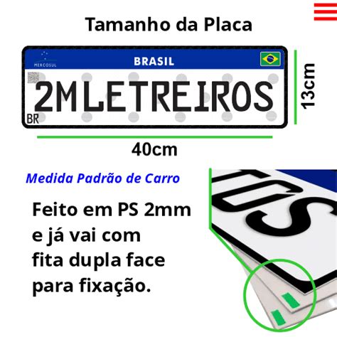 Placa PVC Decorativa Para Carro Mercosul E Antiga Placa Nome