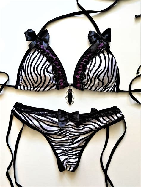 GOTH BIKINI Scrunch Bottom Brazilian Bikini Gothic Lolita Etsy
