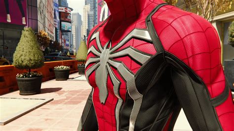 Advanced Suit Recolor Red And Black With Grey Spider Logo At Marvels