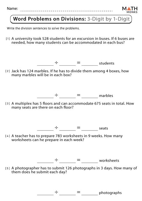 Division Worksheets Math Monks