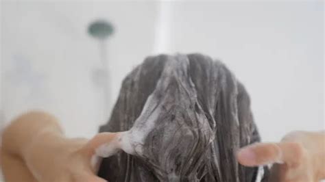 Naked Woman With Long Hair Takes A Showe Stock Video Pond