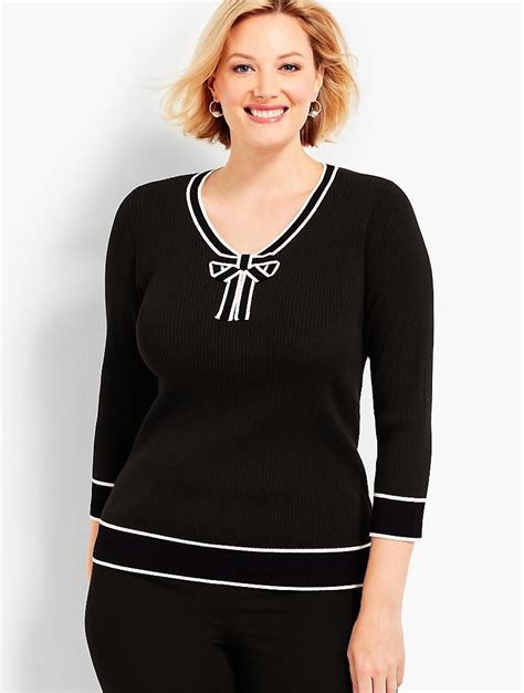 Tipped V Neck Sweater Talbots Plus Size Women Plus Size Fashion