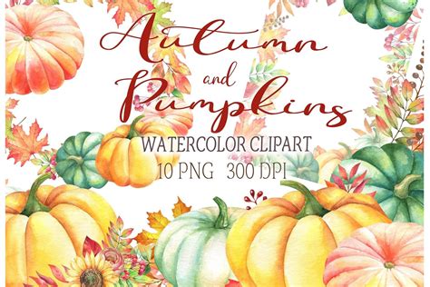 Watercolor Autumn Clipart Pumpkins Png Graphic By VilenaArtSt