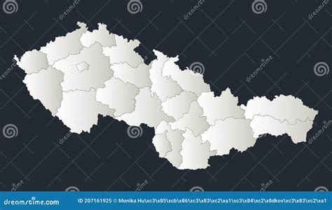 Czechoslovakia Map Infographics Flat Design Colors Snow White