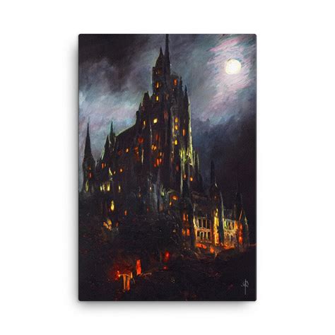 Dracula Castle Oil Painting. Canvas. Version III. Artwork Gothic Home Décor Gift. Gothic Home ...