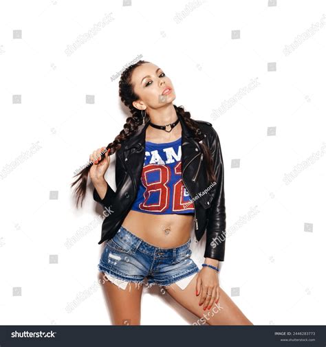 15 290 Brunette Denim Shorts Royalty Free Images Stock Photos Pictures Shutterstock