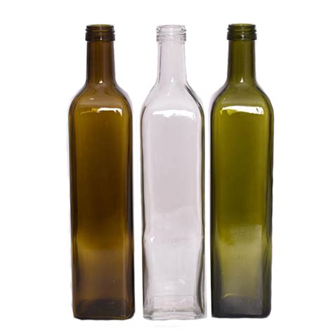 Wholesale 250ml 500ml 750ml Colored Square Shaped Olive Cooking Oil Glass Bottles For Kitchen