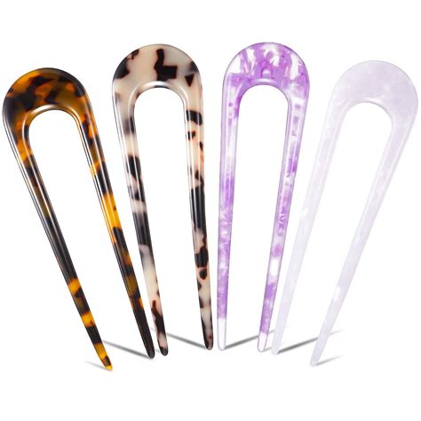 4 Pieces U Shaped Hair Pin Stick French Style U Shape Hair Clips