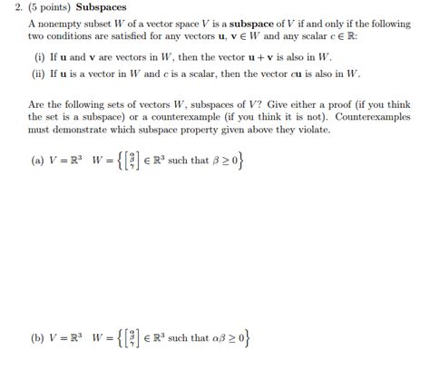 Solved Subspaces A Nonempty Subset W Of A Vector Space V Is