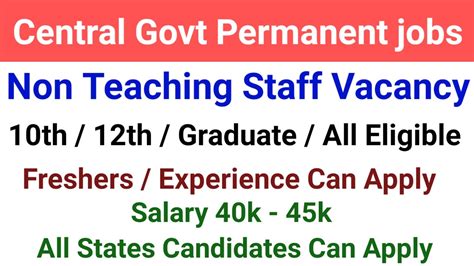 Govt Of India Jobs Permanent Non Teaching Posts Th