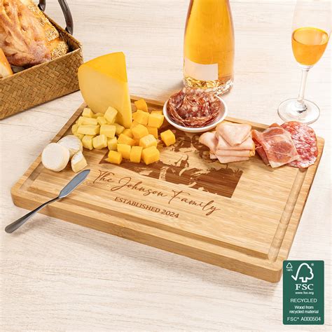 Gepersonaliseerde Familiefoto Fsc Bamboo Gegraveerde Charcuterie