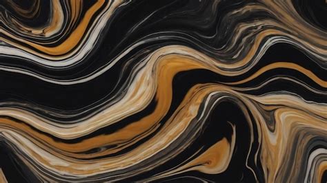 Premium AI Image Black Liquid Marble Background Abstract Flowing