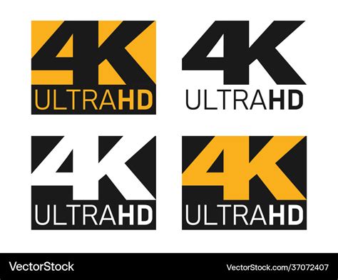 4k Ultra Hd Icons Set Uhd Screen Resolution Vector Image