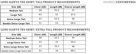 Tall Men's Clothing Size Chart | American Tall