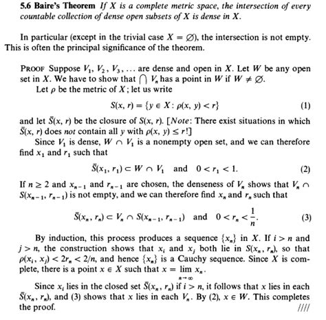 Rudin Real And Complex Analysis Baire S Category Theorem