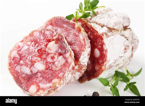 French Saucisson Sec Dry Cured Sausage Stock Photo Alamy