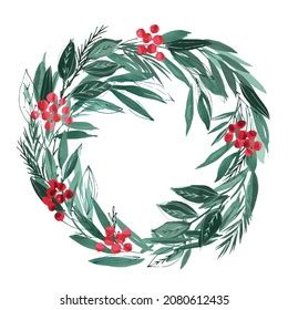 Watercolor Eucalyptus Wreath Hand Painted Floral Stock Vector Royalty