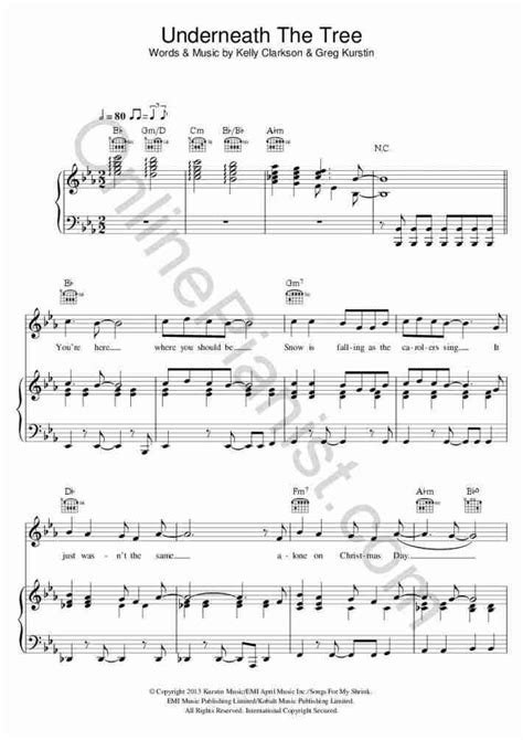 Underneath The Tree Piano Sheet Music | OnlinePianist