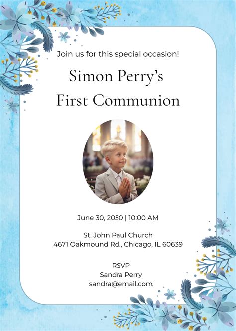 Invitation To First Holy Communion
