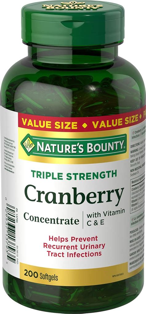 Nature S Bounty Cranberry Pills With Vitamin C Herbal Health Supplement