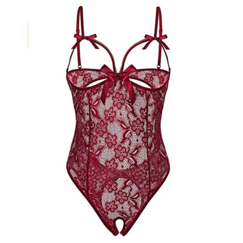 Lingerie Femme Sexy Perspective En Dentelle Vin Rouge Noir Costume Guerriere Vin Rouge