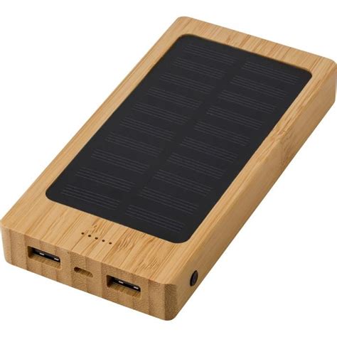 Promotional Bamboo Solar Powerbank 10 000mAh From Fluid Branding