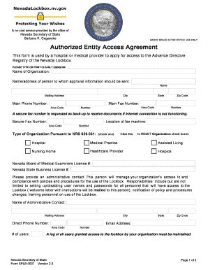 Fillable Online Authorized Entity Access Agreement Fax Email Print