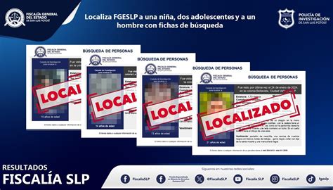 FISCALÍA DE SLP INFORMA LOCALIZACIÓN DE CUATRO PERSONAS EN TERRITORIO