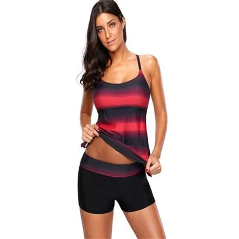 Maillot de bain pour femme Tankini Dress Slim Belly Hooded Push Up Bikini Jupe Élégant Taille