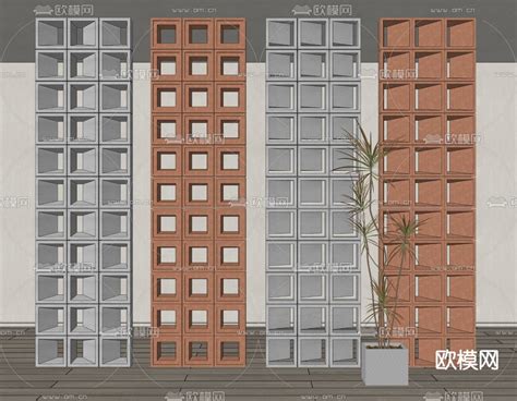 现代镂空水泥砖 隔断 屏风su模型下载id12302814sketchup模型下载 欧模网