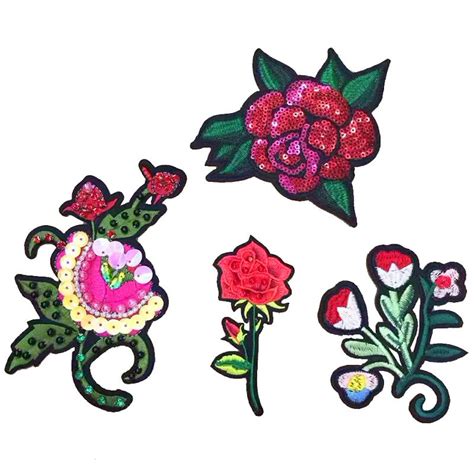 Multi Colors D Flower Water Soluble Embroidery Applique Patch Patch