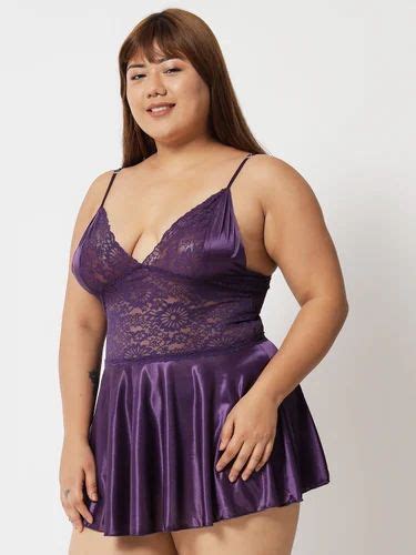 Plus Size Sexy Satin And Lace Honeymoon Babydoll Bikini Dress 07p S