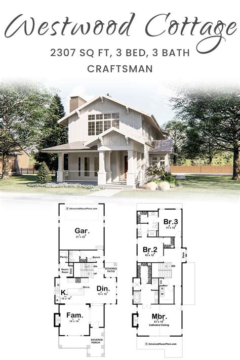 2 Story Craftsman House Plan | Westwood Cottage | Craftsman house plans ...