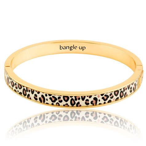 Bracelet Tina Blanc Sable Léopard Doré 57 mm Bangle up Ocarat