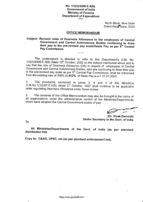 Th Cpc Dearness Allowance Rates Revised W E F