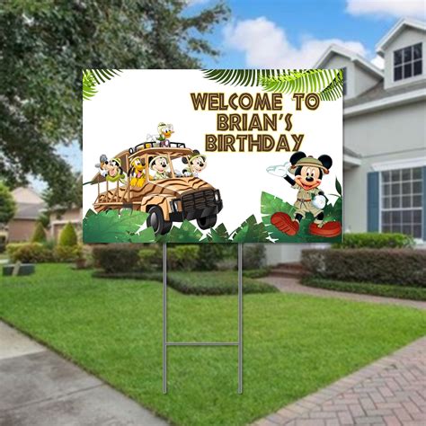 Mickey Mouse Safari Yard Sign for Birthday Party Decor Weatherproof ...