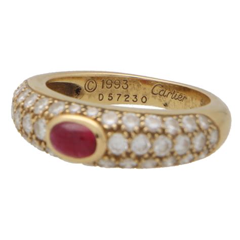 Vintage Cartier Mimi Ruby And Diamond Ring In 18k Yellow Gold For Sale