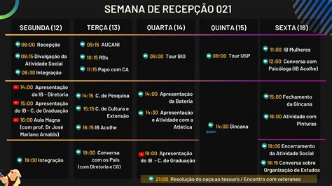 Programação Semana de Recepção aos Calouros 2021