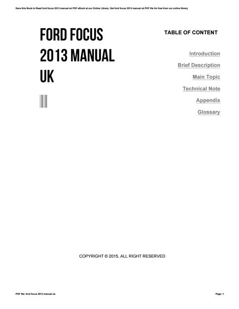 Ford focus 2013 manual uk by w960 - Issuu