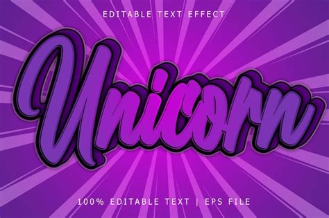 Premium Vector Unicorn Editable Text Effect 3 Dimension Emboss Simple