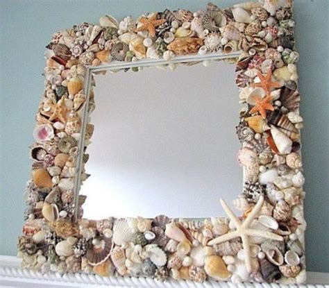 Glue Shells On Mirror Frame Beach Themed Bedroom Seashell Frame Seashell Mirror