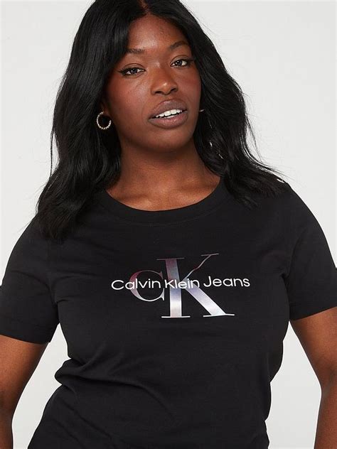 Calvin Klein Jeans Plus Monologo T Shirt Black Very