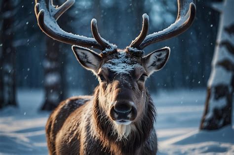 Premium Photo | Reindeer in a winter wonderland