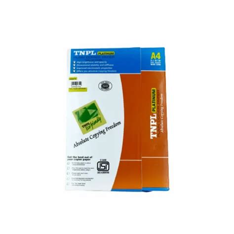 White TNPL Platinum Plain Copier A4 Paper Packaging Size 500 Sheets