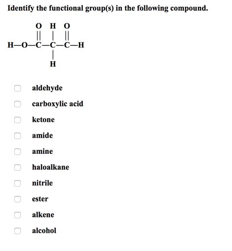 Solved Identify The Functional Groups In The Following