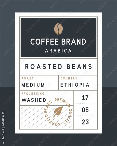 Coffee beans vintage label. Coffee vintage packaging design. Roasted ...