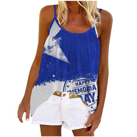 Hvyesh Th Of July Tank Tops Women Sleeveless Spaghetti Strap Tank